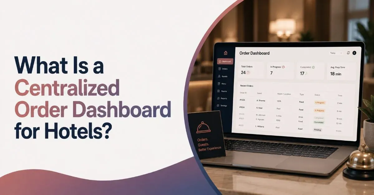 Centralized hotel order dashboard with real-time order tracking, guest requests, analytics, and live operational insights.
