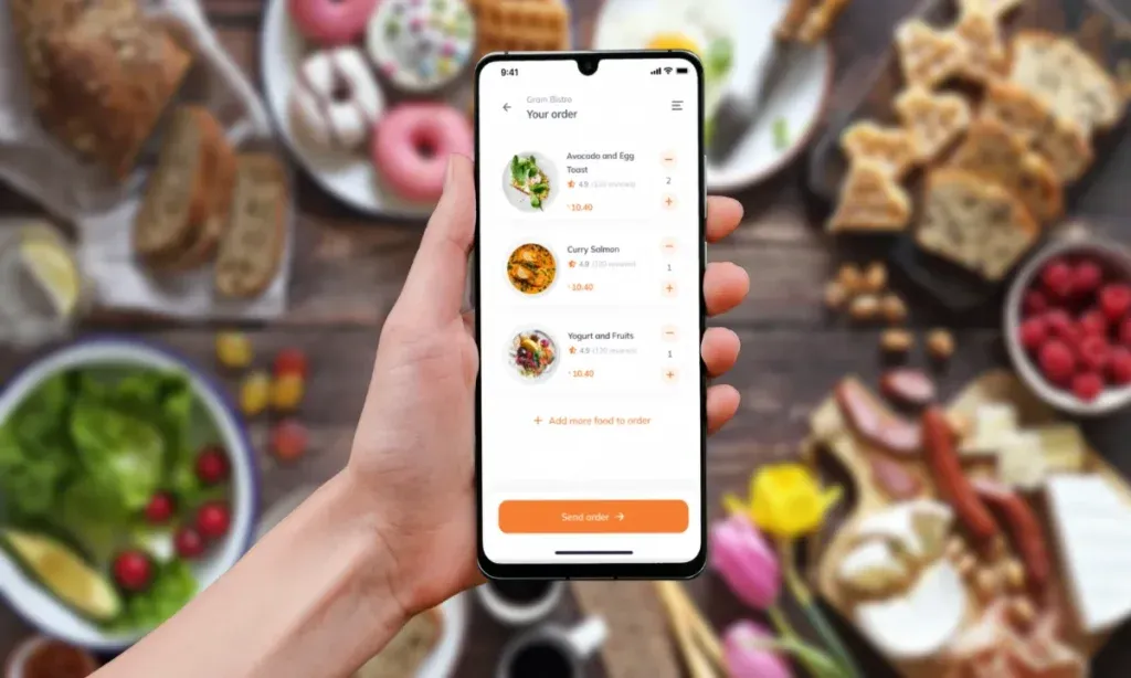 Food ordering mobile app interface for restaurant digital menu and seamless online meal ordering experience