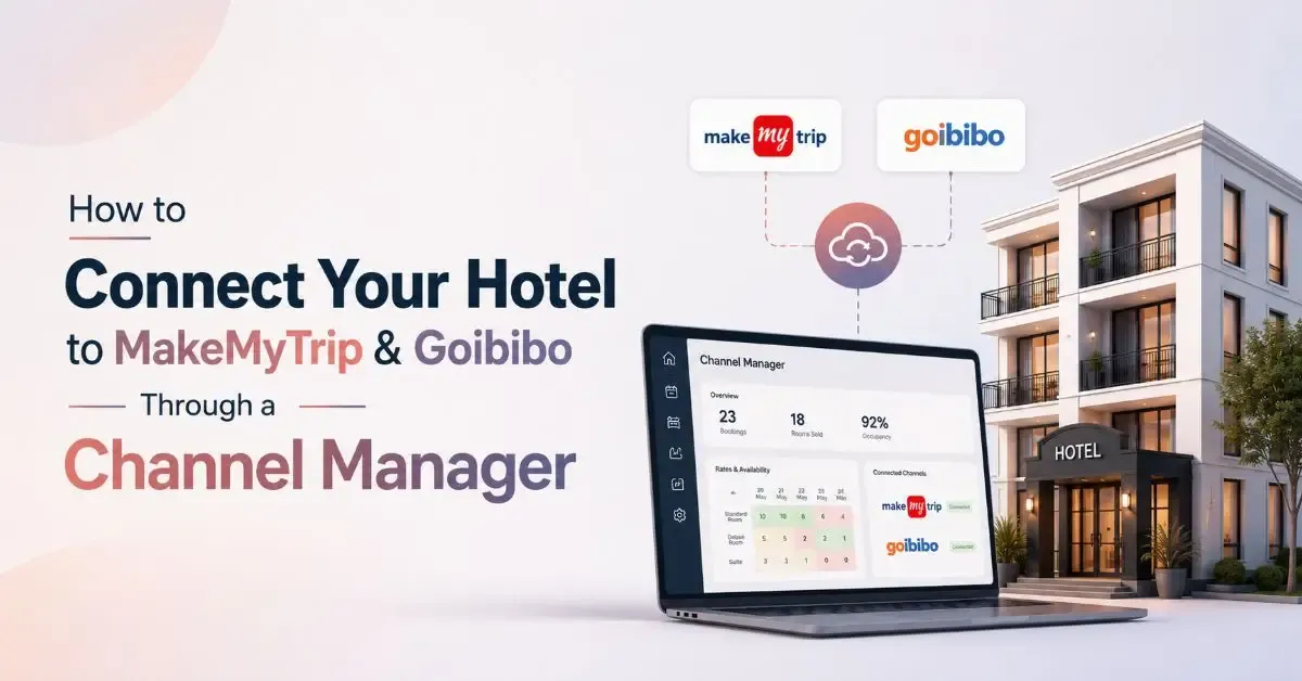 Channel Manager Integration connecting hotels with MakeMyTrip and Goibibo for real-time room inventory sync, OTA booking management, and increased hotel revenue.